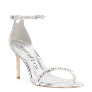 Stuart Weitzman Nudistcurve Glam 85 Sandals Size 11 Silver NWOT Minor Flaws